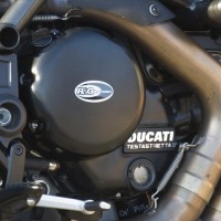 Kryty motoru R&G Racing pro motocykly DUCATI Diavel (spojka+vodní čerpadlo), černé (pár)